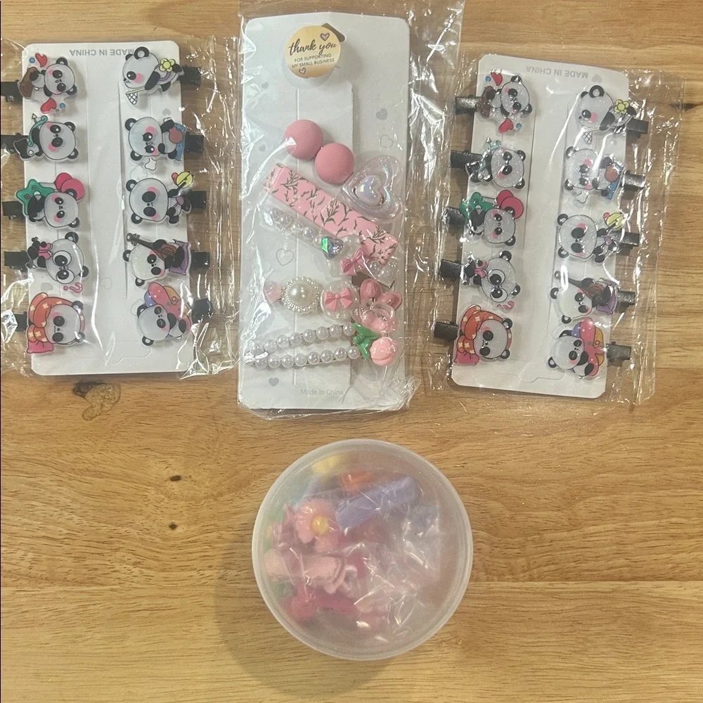 Panda Hair Clip and assorted clips Set for Kids
